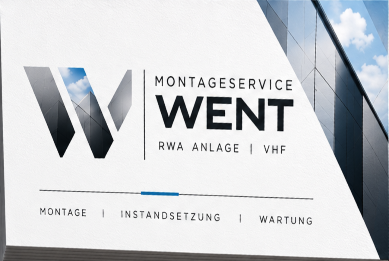 Originaldesign Montageservice WENT: architektonisches W mit Glasfassade, RWA Anlage und VHF – Montage, Instandsetzung, Wartung